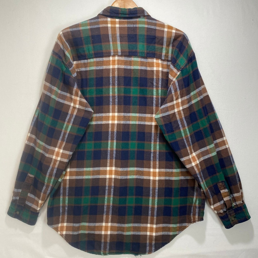 Levis Plaid Flannel Shirt Mens sz L Brown Blue Long Sleeve Button Up Western - Picture 9 of 9